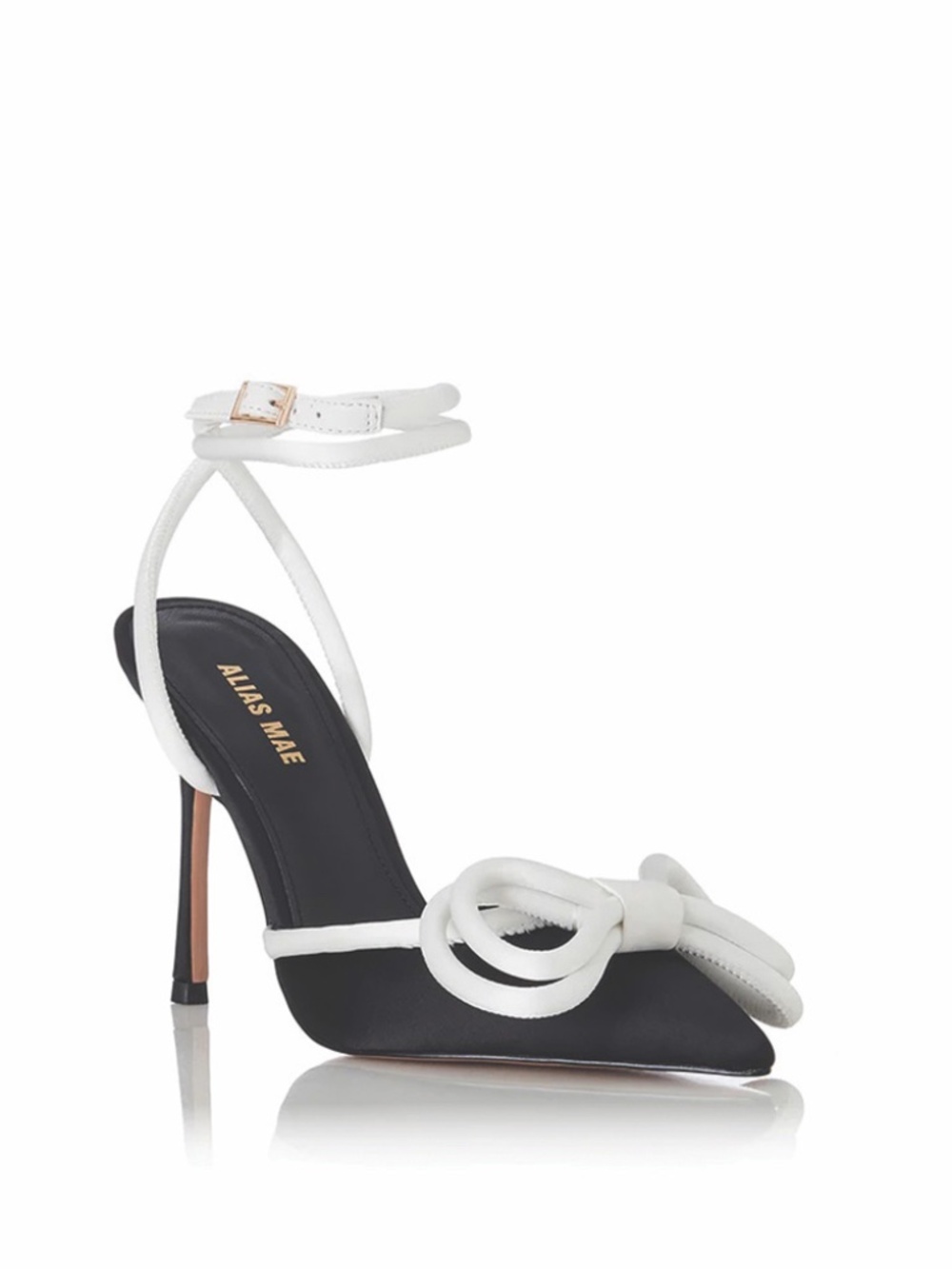Alias Mae Bowie Heel in Black & White Satin size 8
